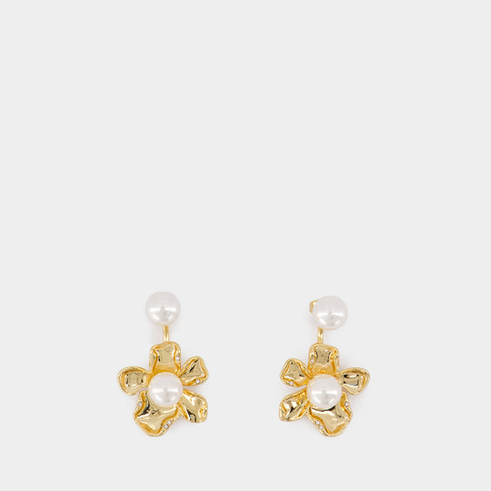 Boucles D'oreilles Flower Pearl Jacket - SELF PORTRAIT - Métal - Doré