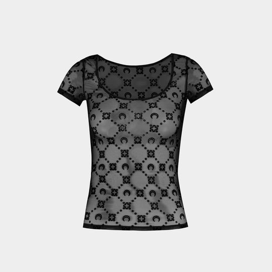 T-Shirt Moonogram Mesh Flock Roundneck - Marine Serre - Autre - Noir