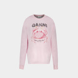 Sweatshirt Basic Longsleeve Crab - Ganni - Coton - Rose
