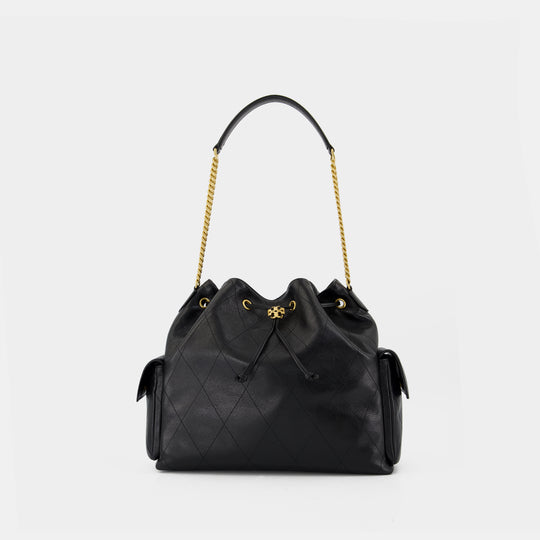 Sac Porté Épaule Charlie Large - Tory Burch - Cuir - Noir
