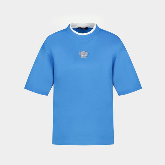 T Shirt Medusa - Versace - Coton - Bleu