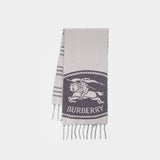 Écharpe Mu Knight St To Chck - Burberry - Cachemire - Gris