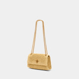 Sac À Main Kira Turnlock Straw Mini - Tory Burch - Raphia - Beige