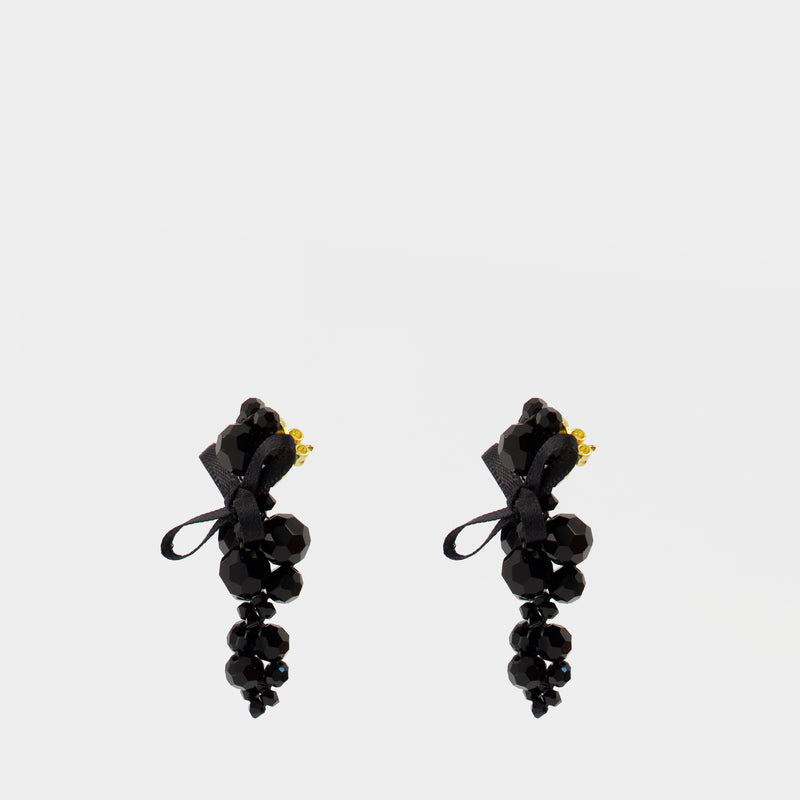 Boucles D'oreilles Petite Bow - Simone Rocha - Crystal - Noir