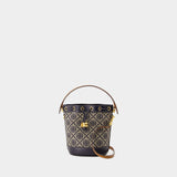 Sac À Main T Monogram Mini Bucket - Tory Burch - Coton - Tory Navy