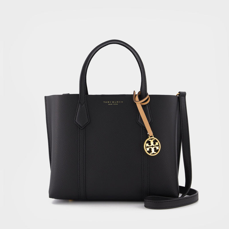 Sac Tote Perry Small Triple-Compartiment en Cuir Noir