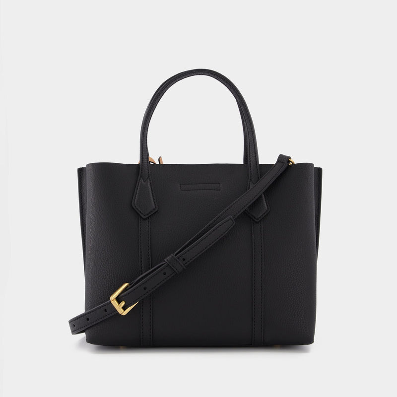 Sac Tote Perry Small Triple-Compartiment en Cuir Noir