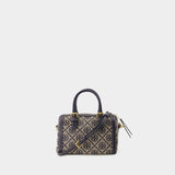 Sac À Main T Monogram Petite Barrel - Tory Burch - Coton - Tory Navy