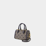 Sac À Main T Monogram Petite Barrel - Tory Burch - Coton - Tory Navy