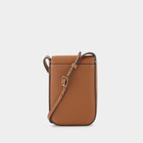 Sac Bandoulière pour Téléphone en Cuir Marron