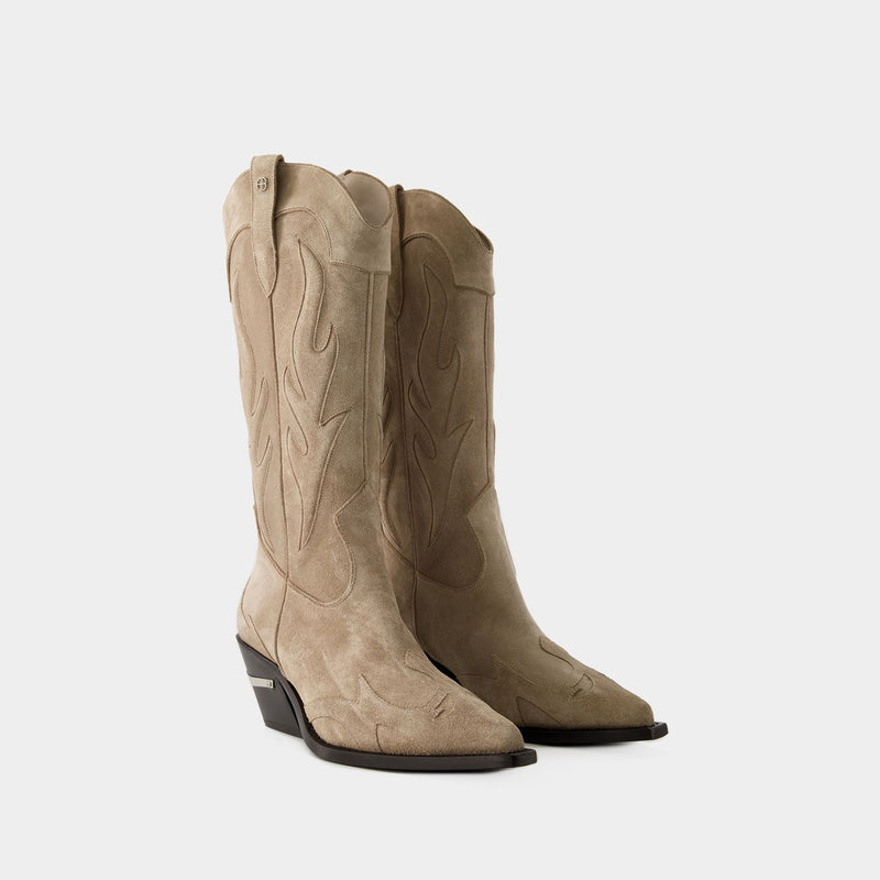 Bottes Mid Calf Tania - Anine Bing - Cuir - Taupe
