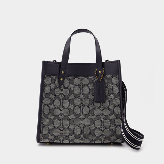 Sac Field Tote Signature 22 en Jacquard Bleu Marine