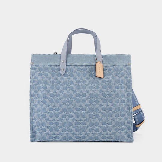Cabas Field Tote 40 - Coach - Toile - Bleu