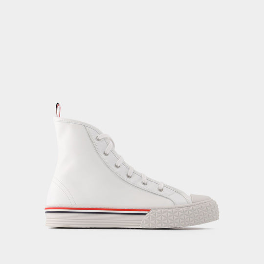 Baskets Collegiate High Top en Cuir Blanc
