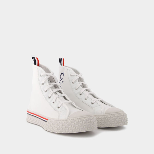 Baskets Collegiate High Top en Cuir Blanc