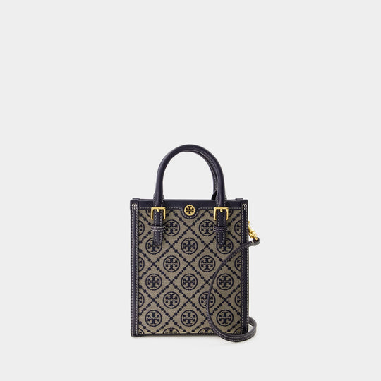 Sac À Main T Monogram Mini - Tory Burch - Coton - Tory Navy