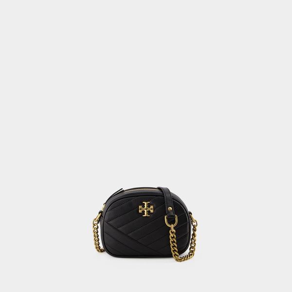 Sac Hobo Kira Chevron Small Camera - Tory Burch - Cuir - Noir