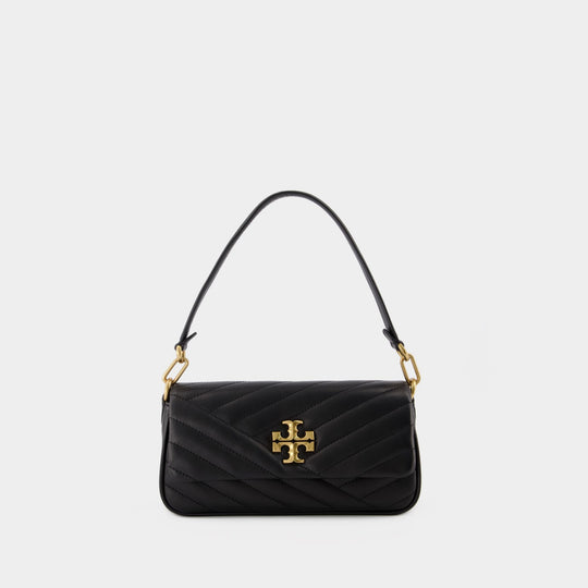 Sac Hobo Kira Chevron Small Flap - Tory Burch - Cuir - Noir