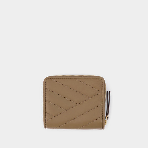 Portefeuille Kira Chevron Bi-Fold en Cuir Beige