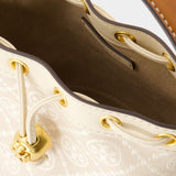 Sac À Main T Monogram Mini Bucket - Tory Burch - Coton - Ivoire