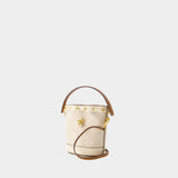 Sac À Main T Monogram Mini Bucket - Tory Burch - Coton - Ivoire