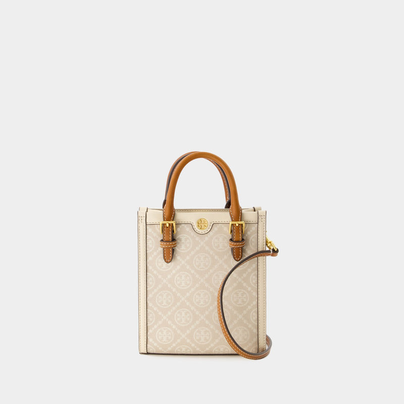 Cabas T Monogram Mini - Tory Burch - Coton - Ivoire