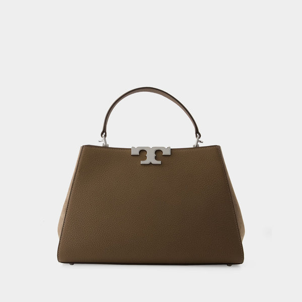 Sac à Bandoulière Eleanor Satchel - Tory Burch - Cuir - Gris
