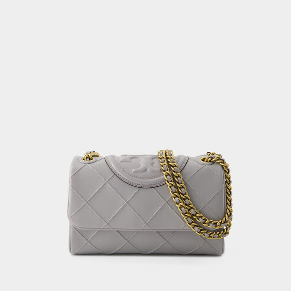 Sac Fleming Soft Small Convertible - Tory Burch - Cuir - Gris