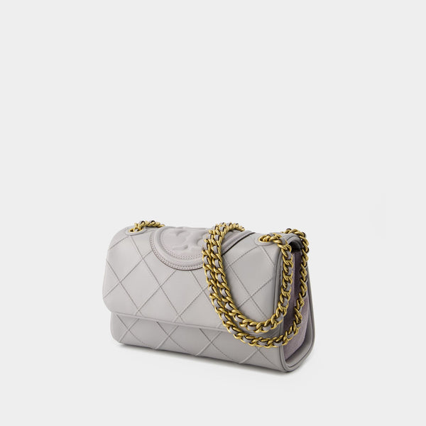 Sac Fleming Soft Small Convertible - Tory Burch - Cuir - Gris