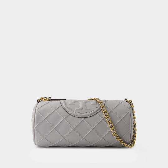 Sac À Main Fleming Soft Barrel - Tory Burch - Cuir - Gris