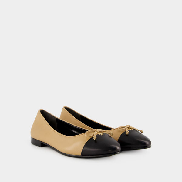 Ballerines Cap Toe - Tory Burch - Cuir - Beige