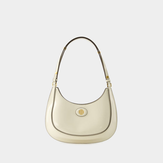 Sac Hobo Robinson Crescent - Tory Burch - Cuir - Blanc
