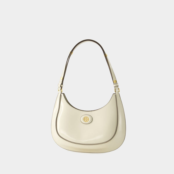 Sac Hobo Robinson Crescent - Tory Burch - Cuir - Blanc