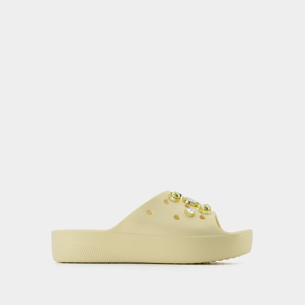 Mules À Plateforme Classique Crystals Pearls - Crocs - Vanille