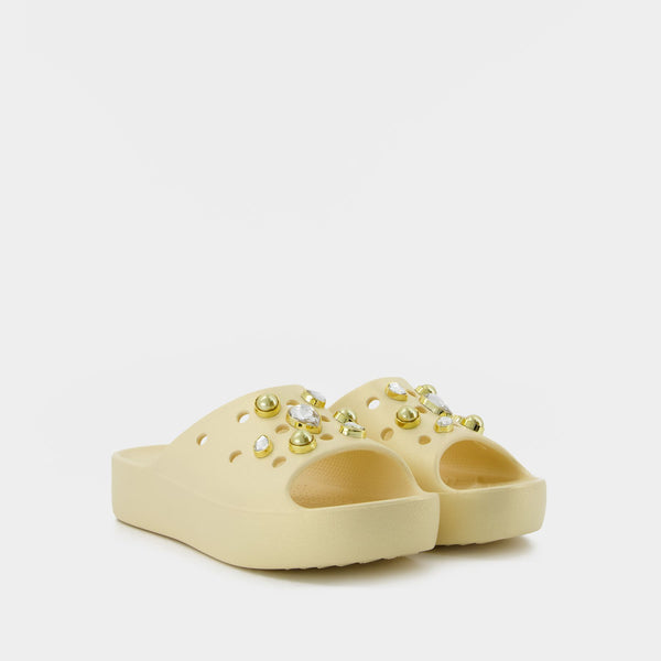 Mules À Plateforme Classique Crystals Pearls - Crocs - Vanille