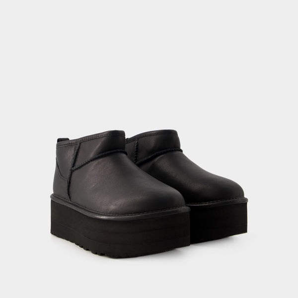 Bottines Classic Ultra Mini Platform - Ugg - Cuir - Noir