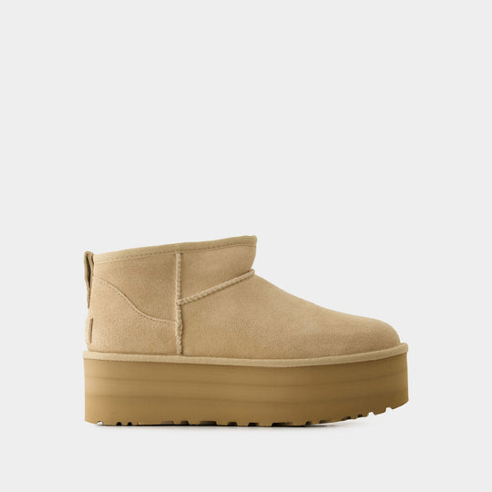 Bottines W Classic Ultra Mini Platforme - UGG - Cuir - Sand