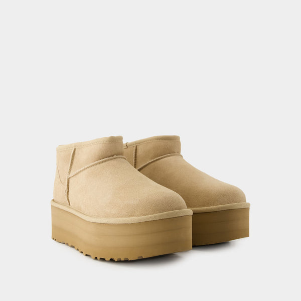 Bottines W Classic Ultra Mini Platforme - UGG - Cuir - Sand