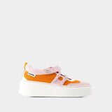 Sneakers Baskina - Carel - Cuir - Orange/Rose