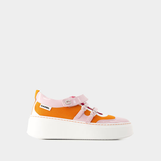 Sneakers Baskina - Carel - Cuir - Orange/Rose