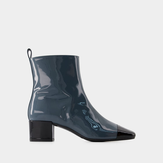 Bottines Estime - Carel - Cuir Verni - Bleu Gris/Noir