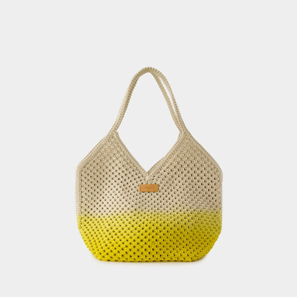 Cabas Panier - Vanessa Bruno - Coton - Blanc/Jaune Fluo