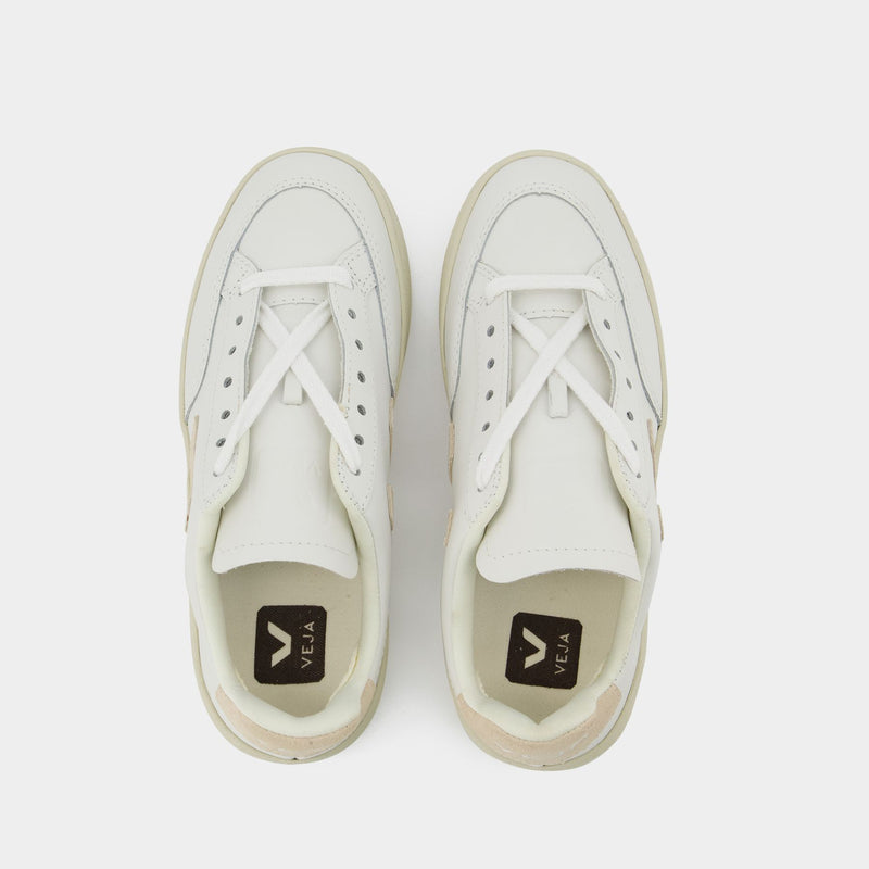 Sneakers V-12 - Veja - Cuir - Blanc/Sable