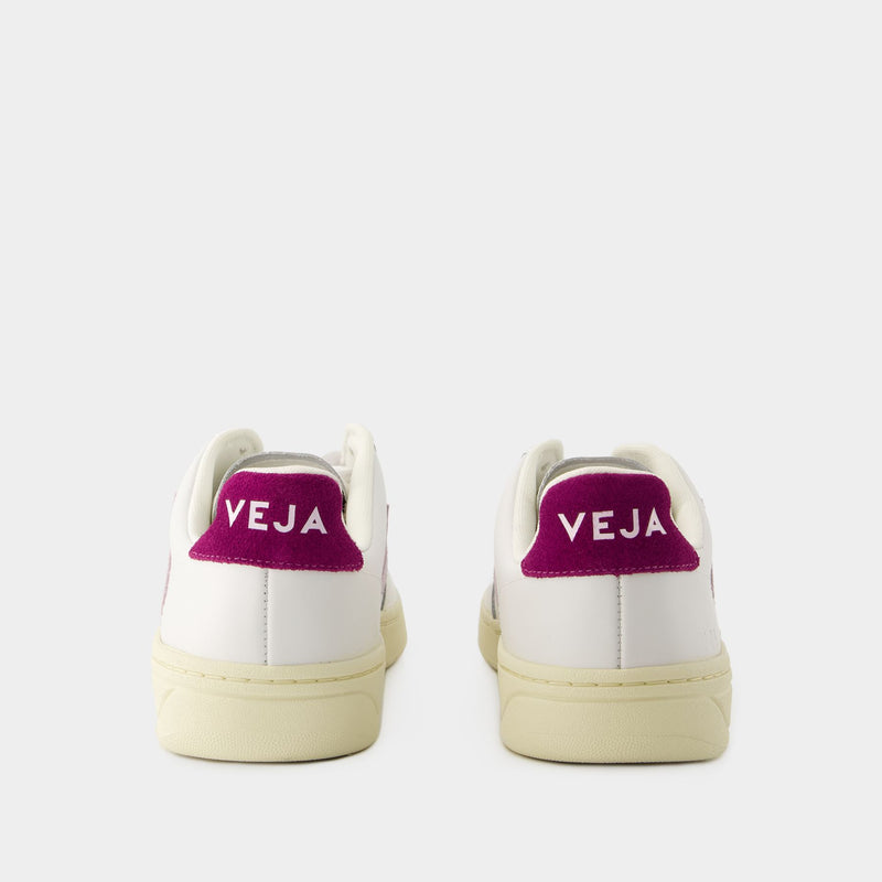 Sneakers V-12 - Veja - Cuir - Blanc Magenta