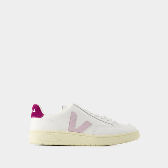 Sneakers V-12 - Veja - Cuir - Blanc Magenta