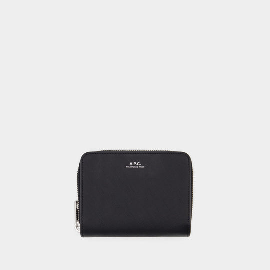 Porte-Monnaie Compact Emmanuel - A.P.C - Cuir - Noir
