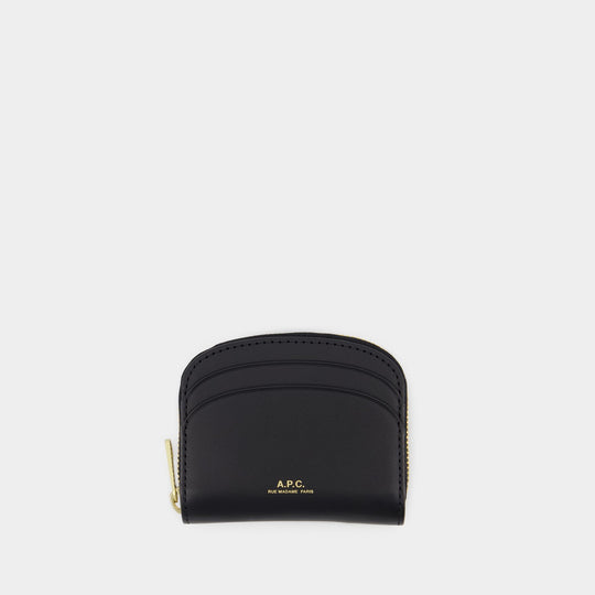 Porte Monnaie Compact Demi Lune Mini - A.P.C - Cuir - Noir