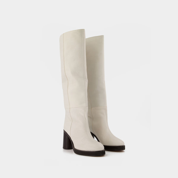 Bottes Leila en Cuir Blanc