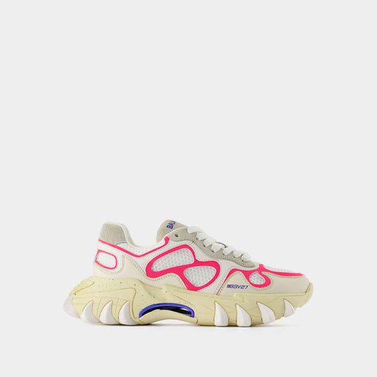 Sneakers B-East - Balmain - Cuir - Blanc/Rose Fluo