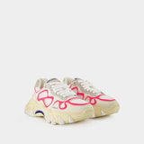 Sneakers B-East - Balmain - Cuir - Blanc/Rose Fluo
